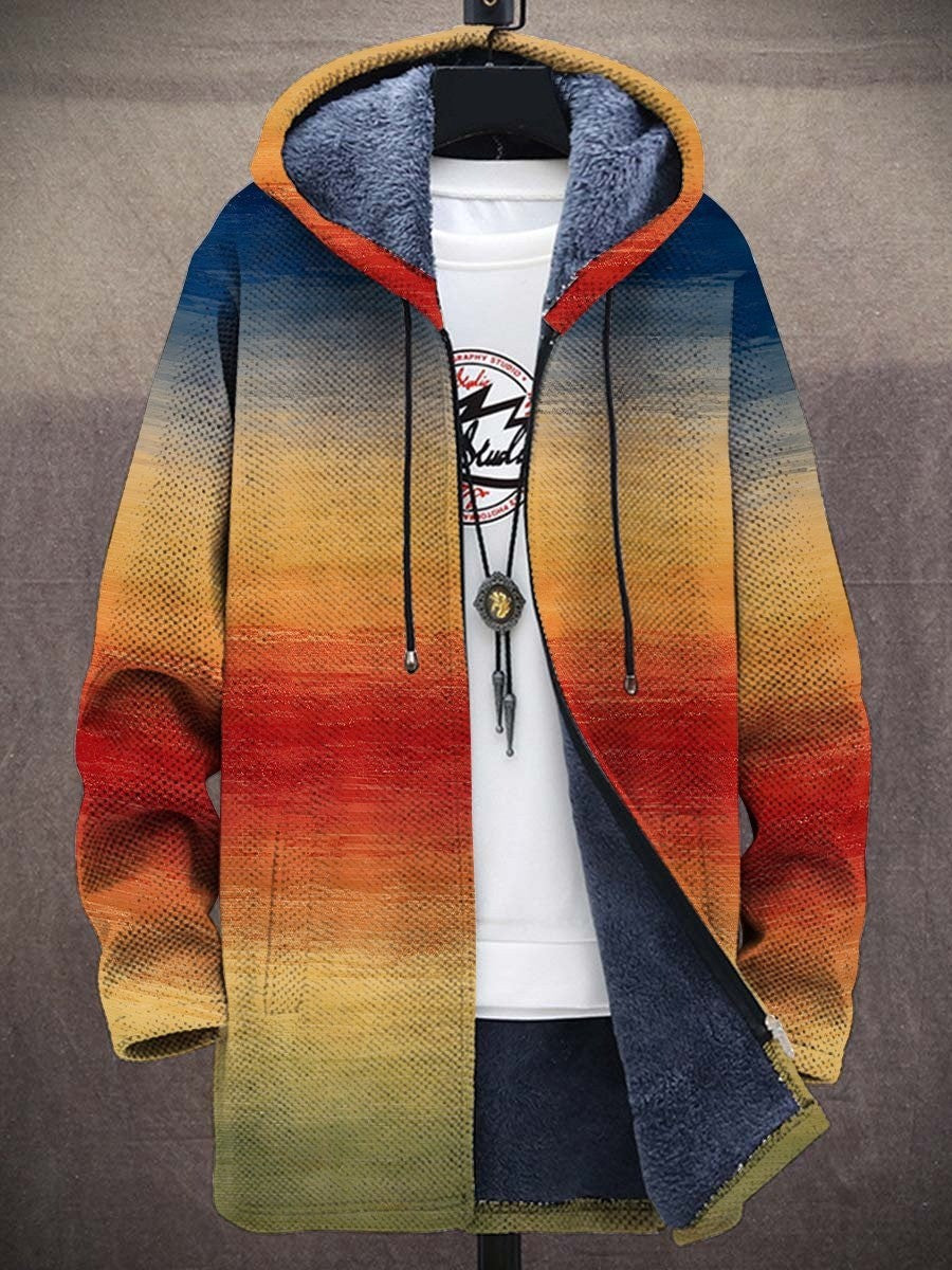 Irene | Cardigan con Cappuccio Blu e Arancio