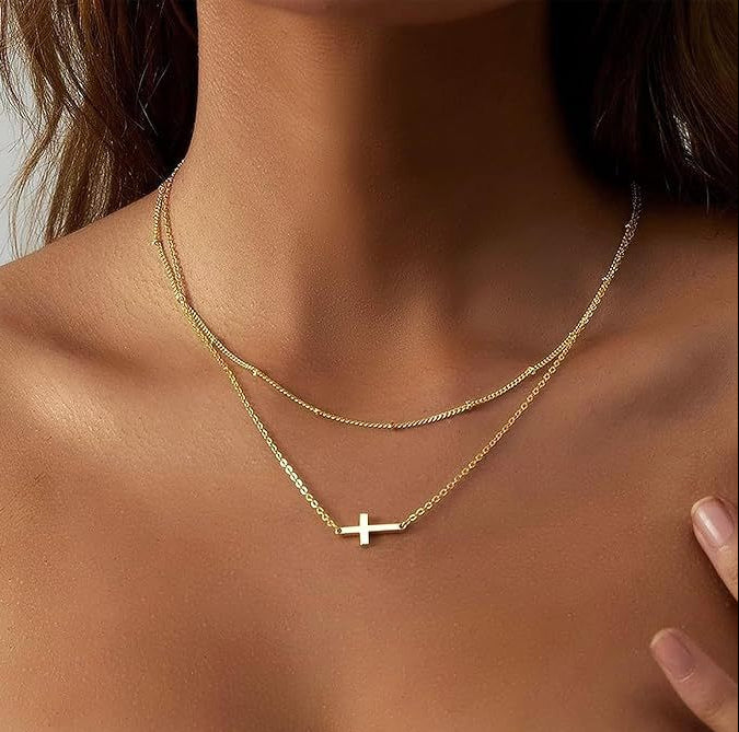 Collana Croce a Doppia Catena Elora