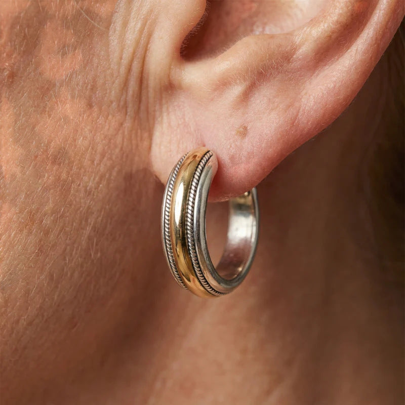 Orecchini a Cerchio Vintage Golden Line in Argento