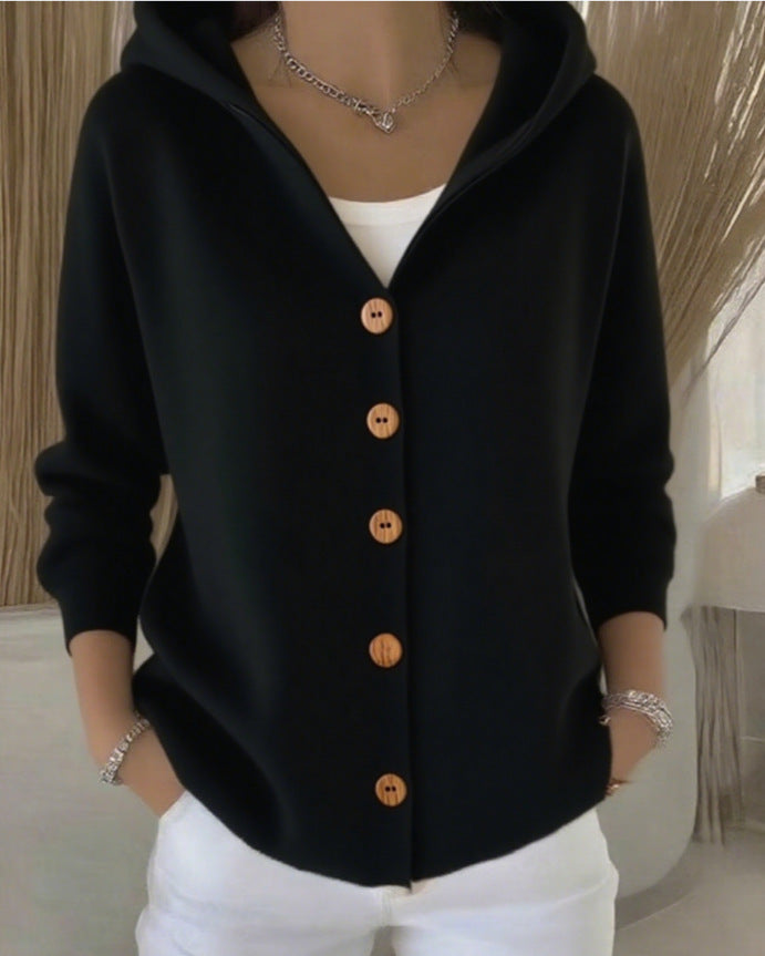 Darienne™ | Cardigan a maglia con cappuccio e bottoni