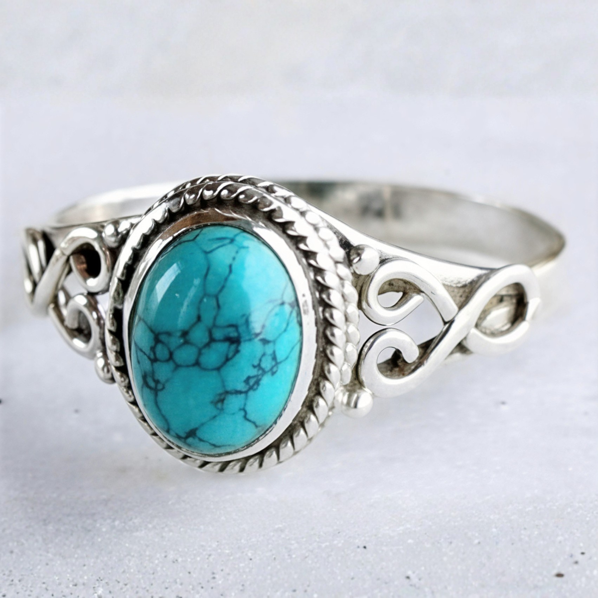 Anello in Argento Turchese Classico
