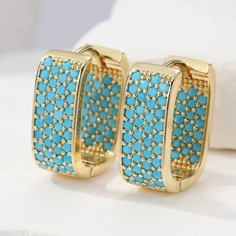 Orecchini Gold Hoops Turquoise Crush