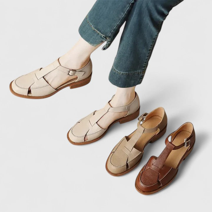 Thalina | Eleganti Sandali Mary Jane in Pelle di Mucca e Suede