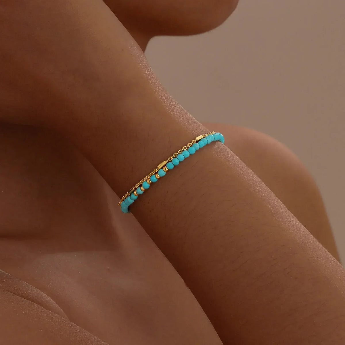 Bracciale a Catena in Oro Radiante e Turchese