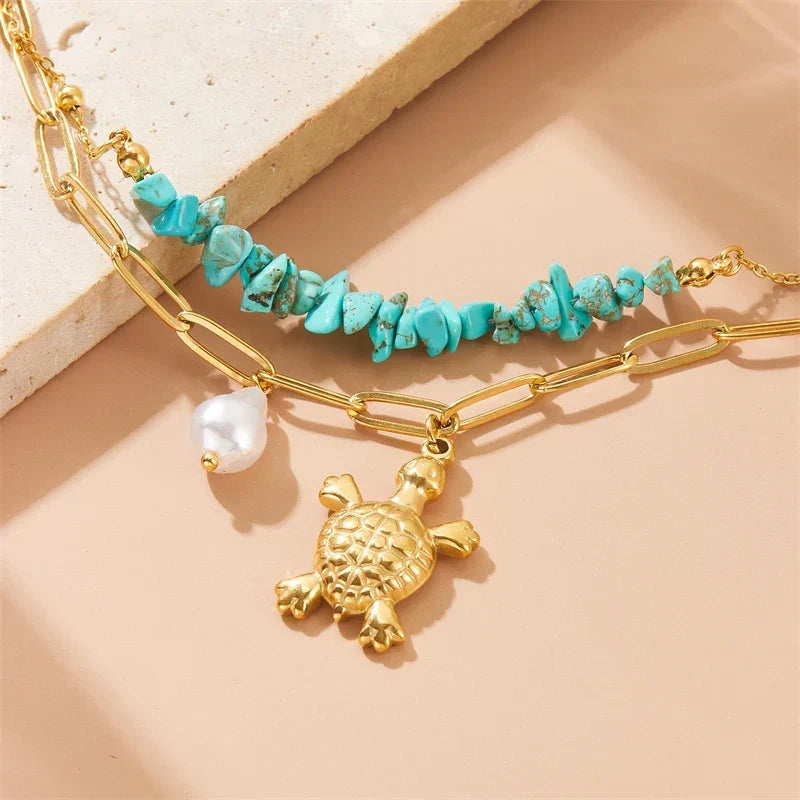Bracciale Unico in Turchese a Forma di Tartaruga