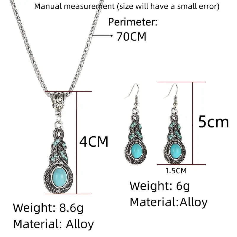 Set di Collana e Orecchini Eleganti Turchesi