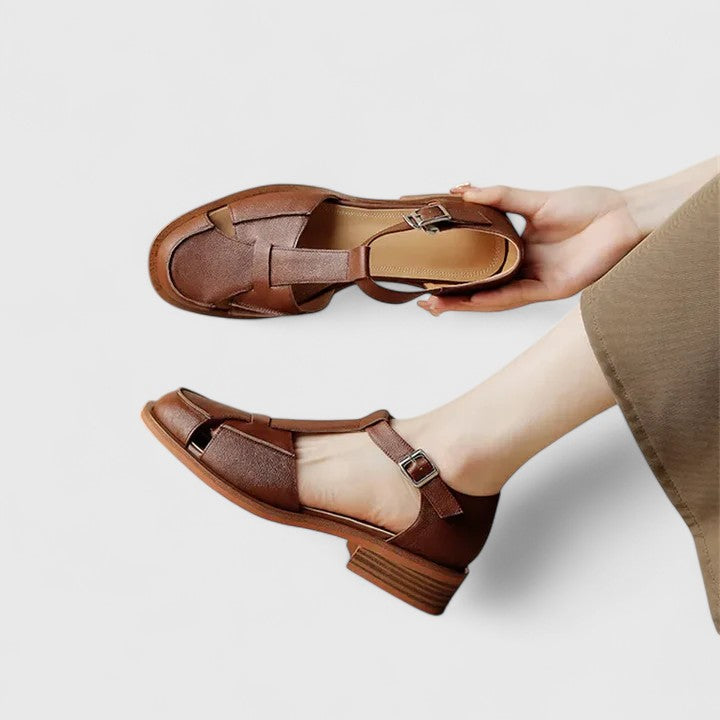 Thalina | Eleganti Sandali Mary Jane in Pelle di Mucca e Suede
