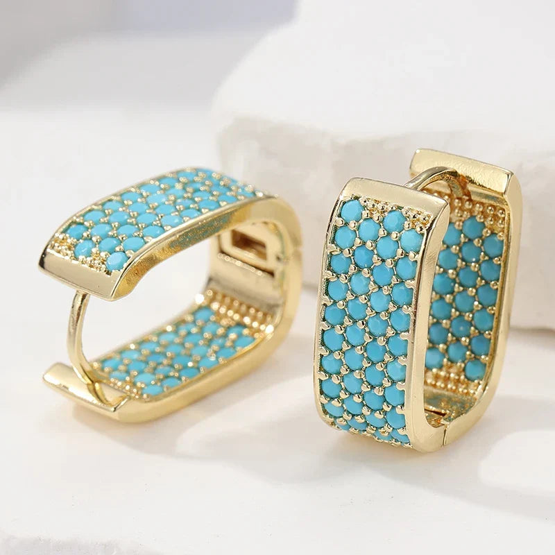 Orecchini Gold Hoops Turquoise Crush