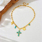 Collana con Croce in Gemma Turchese Benedetta