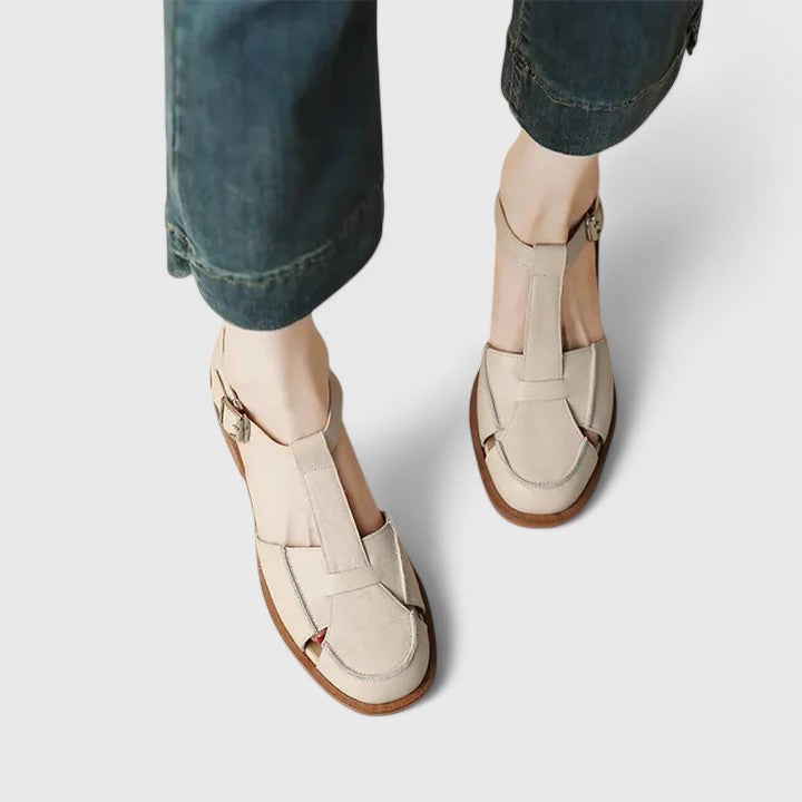 Thalina | Eleganti Sandali Mary Jane in Pelle di Mucca e Suede