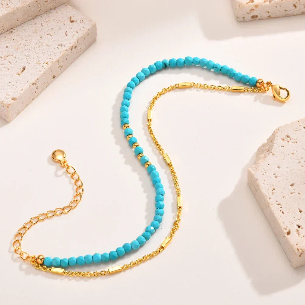 Bracciale a Catena in Oro Radiante e Turchese