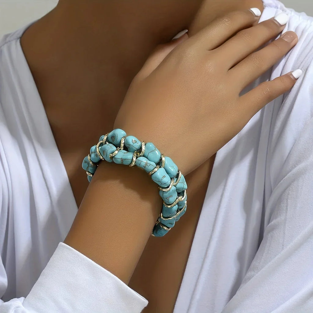 Bracciale Elegante in Turchese e Oro