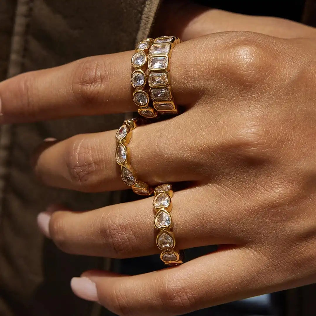 Set di Anelli in Zirconia a Baguette Variety