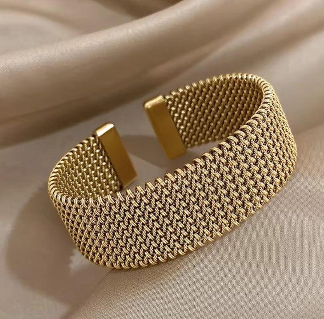 Bracciale Classico Aperto in Rete Intrecciata Vintage