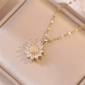 Set di collana e orecchini in zirconia d'argento a forma di girasole