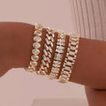 Set di Bracciali Regolabili in Cubic Zirconia Oro Chunky