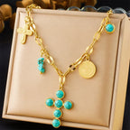 Collana con Croce in Gemma Turchese Benedetta