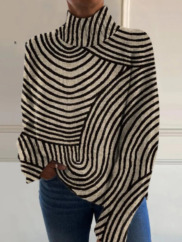 Sienna - Maglione a collo alto con stampa artistica