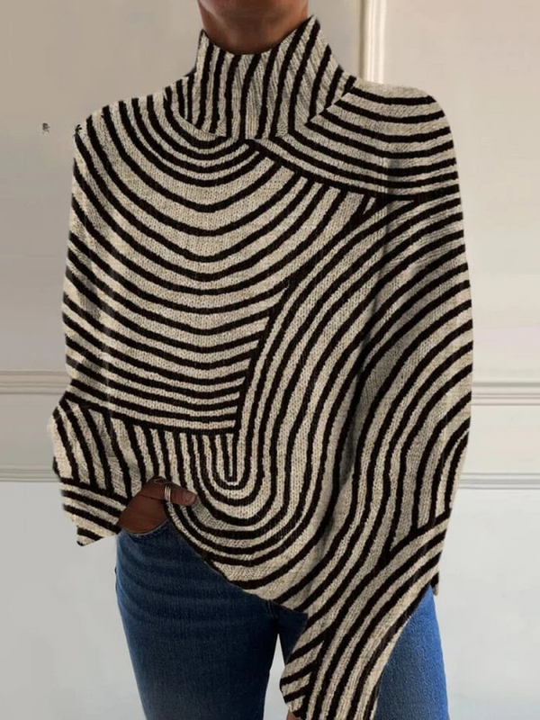 Sienna - Maglione a collo alto con stampa artistica