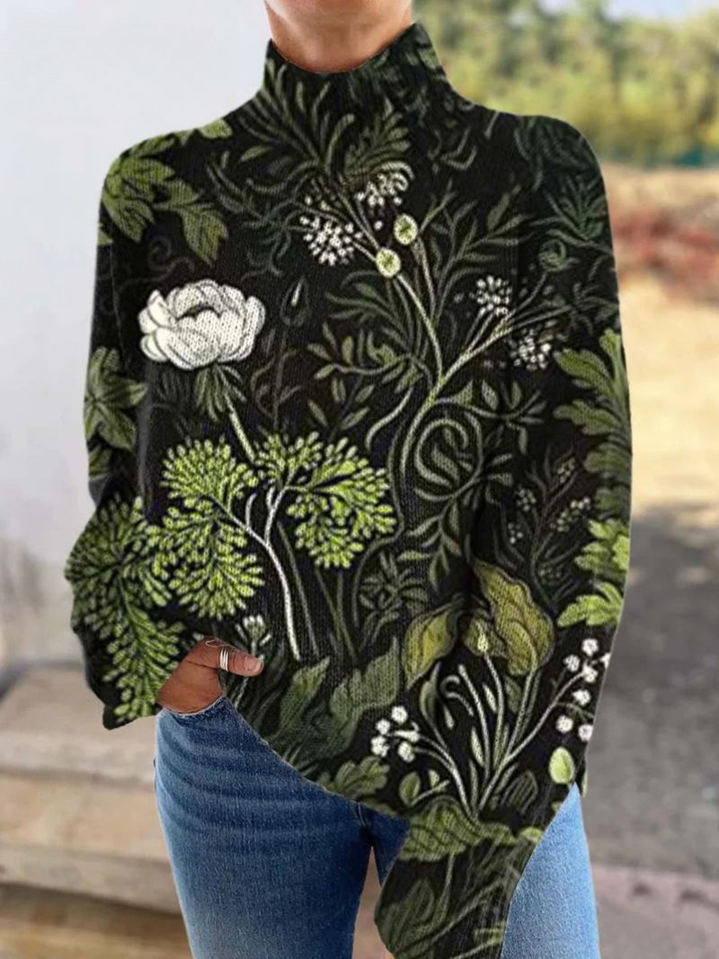 Willow - Maglione a collo alto con fantasia botanica