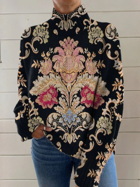 Harper - Maglione a collo alto floreale vintage