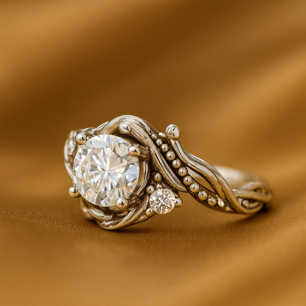 Anello in Zirconia con Rami d'Argento Elegante
