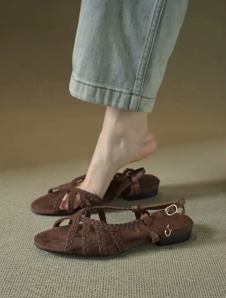 Sandali in pelle intrecciata Palm Beach