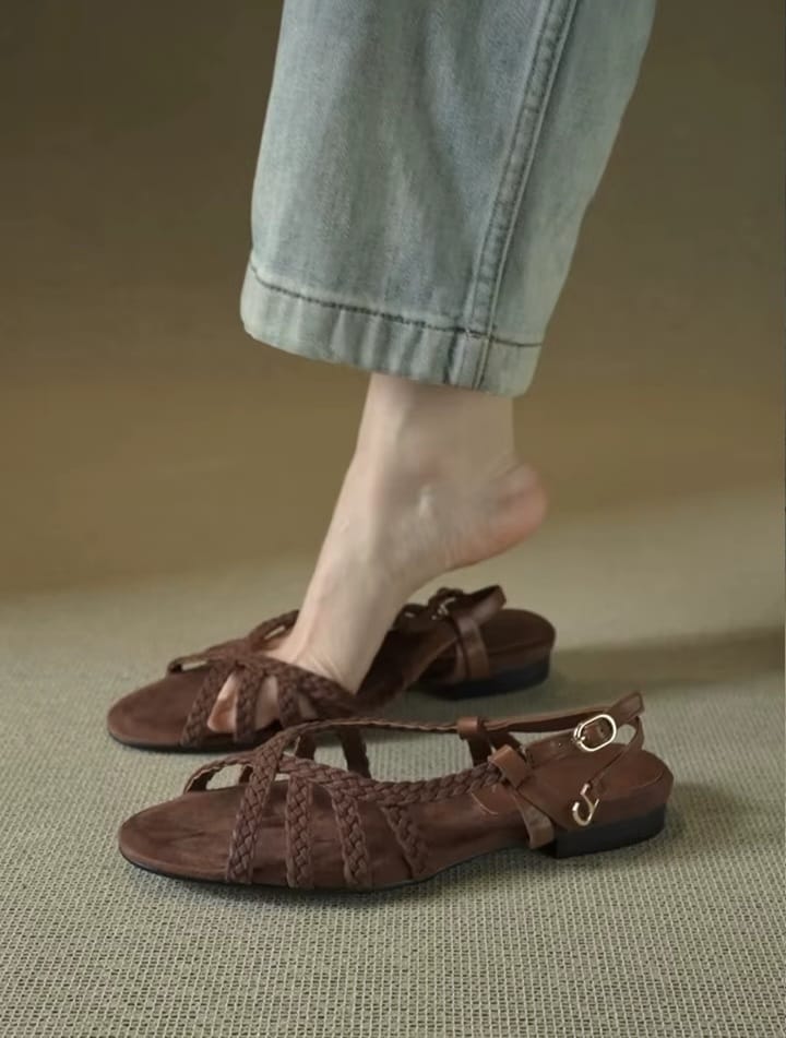 Sandali in pelle intrecciata Palm Beach