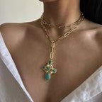 Collana Lariat con Croce Turchese