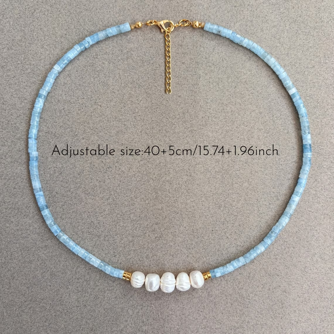 Collana Minimal in Acquamarina Turchese e Perle
