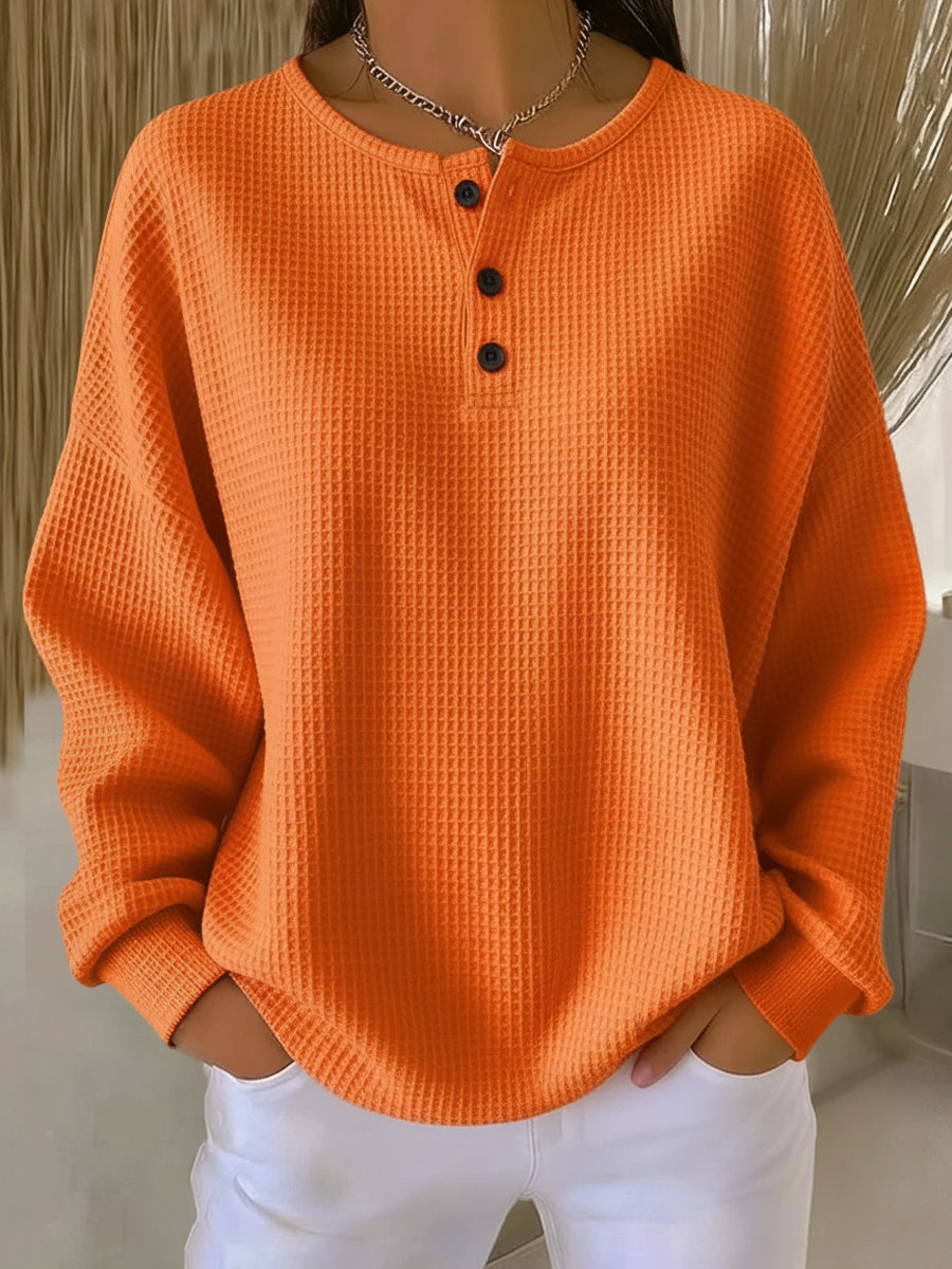 Mirabel™ | Comoda felpa Henley in tessuto waffle