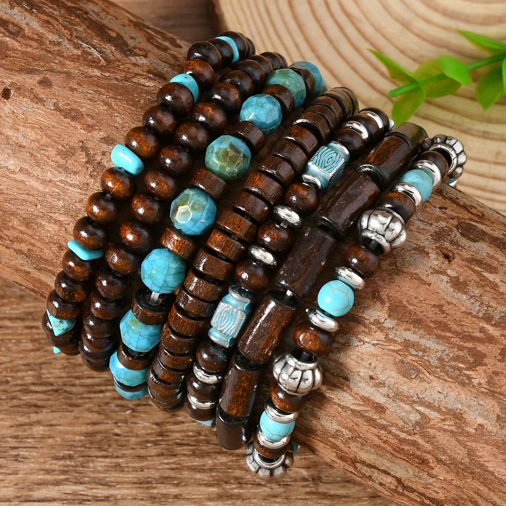 Bracciale con Perle Turchesi Set da 7 Pezzi