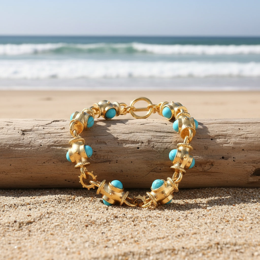 Bracciale Elegante in Cabochon Turchese