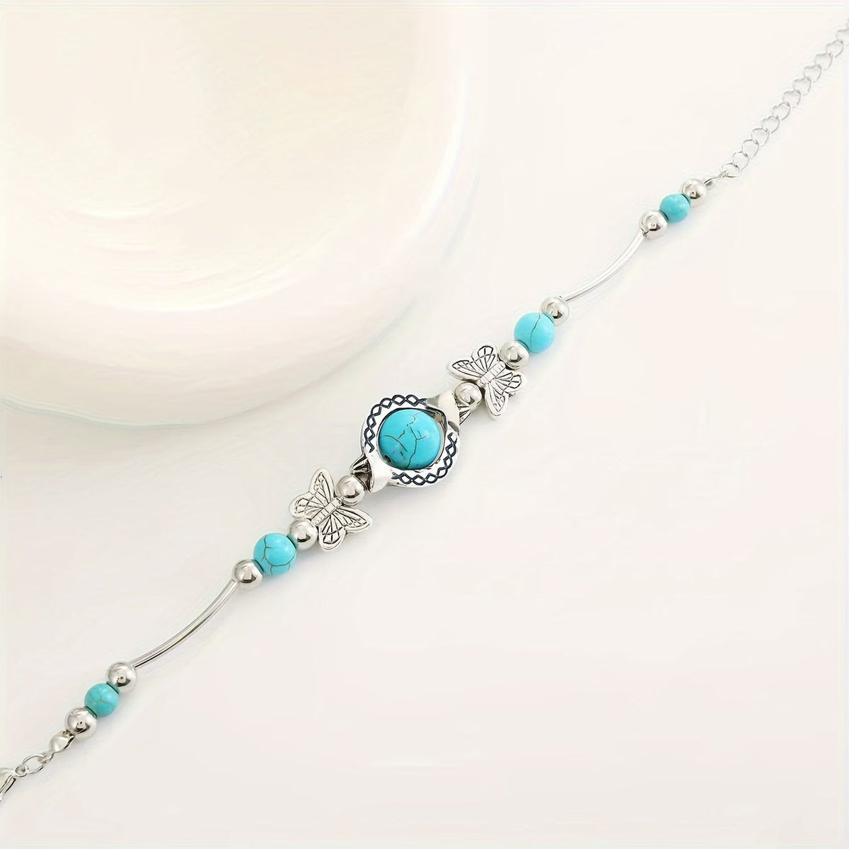 Bracciale Vintage in Argento con Turchese a Forma di Farfalla