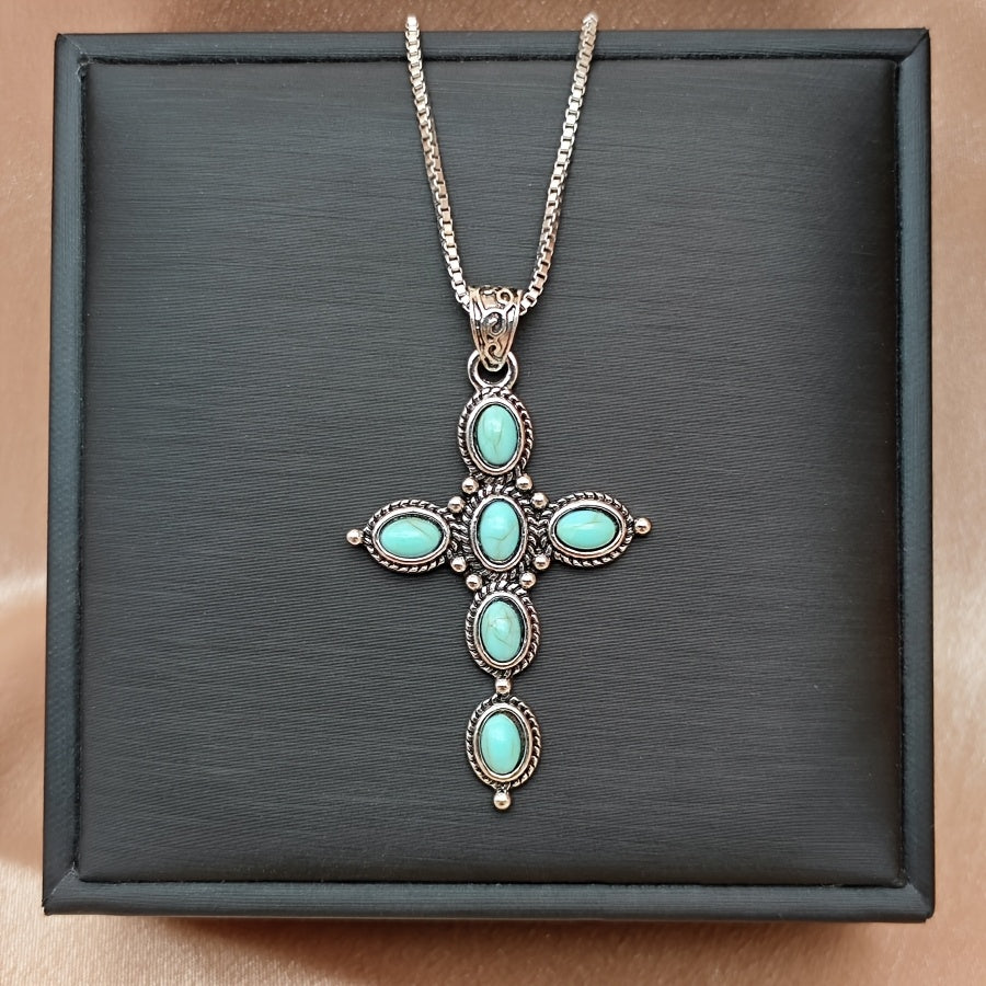 Collana con Croce Bohemiana in Turchese