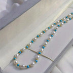 Collana di perle sofisticate e perline di turchese