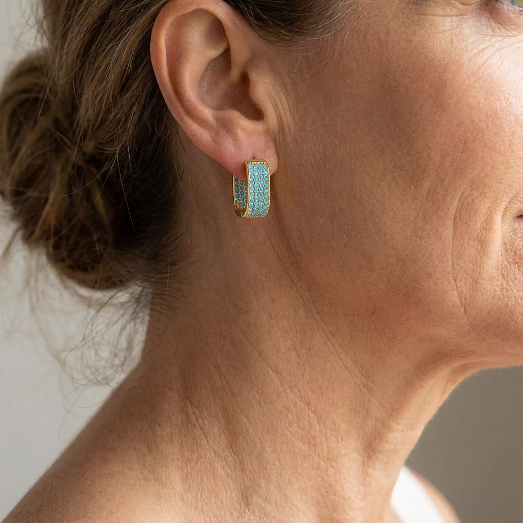 Orecchini Gold Hoops Turquoise Crush