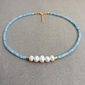 Collana Minimal in Acquamarina Turchese e Perle
