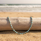 Collana Elegante in Perline Ovali Turchesi