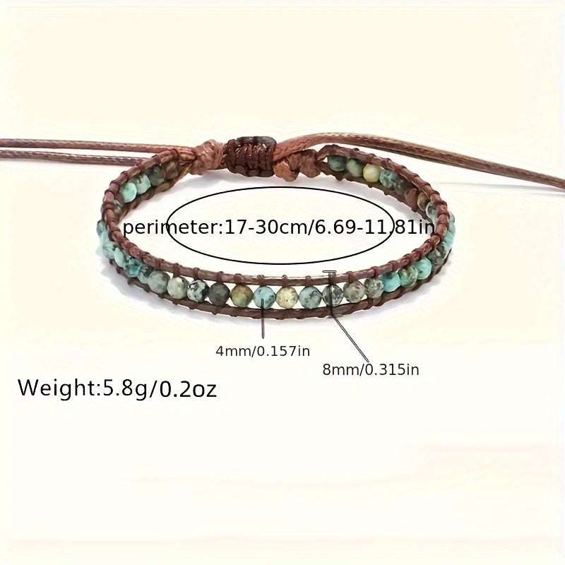 Bracciale Avvolgente Regolabile in Pietra Turchese Boho