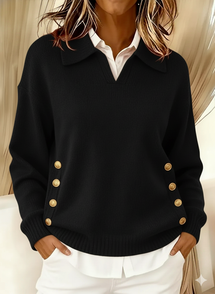 Vynette™ | Maglione a collo a V con colletto