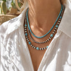 Collana Stratificata Turchese Retro Set da 3 Pezzi
