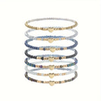 Braccialetto a Perline a Cuore Sottile Set di 7