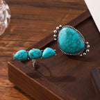 Set di 2 anelli dichiarativi in turchese bohemien