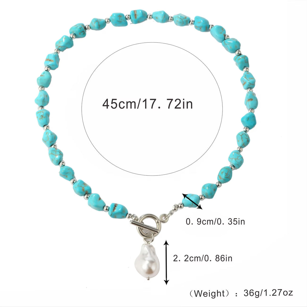 Collana in Argento con Turchese e Perle