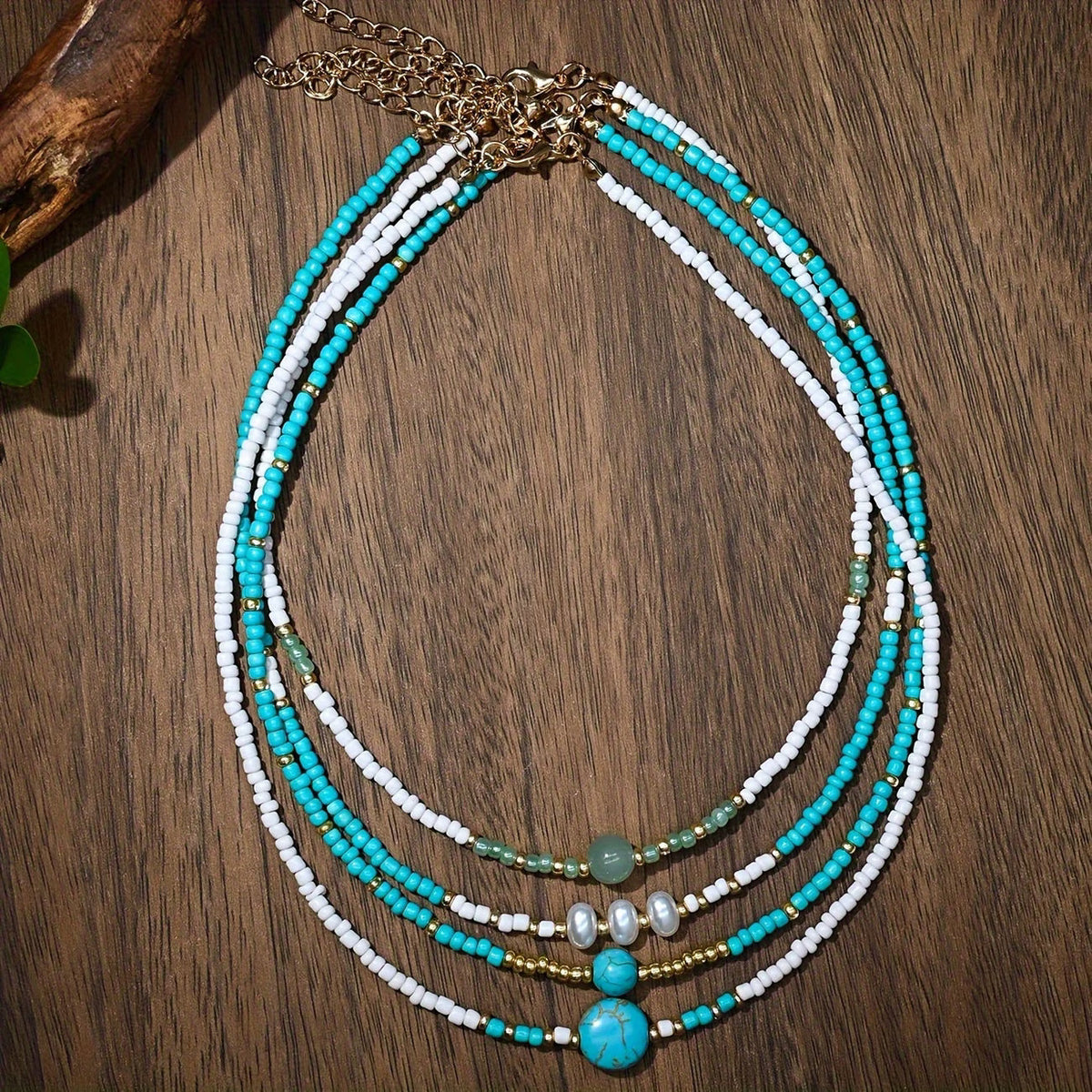 Set di Braccialetti in Perle Bohemiane e Turchesi