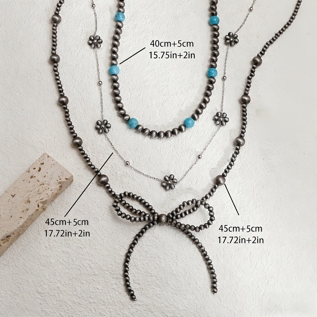 Set di Collane con Fiocco Turchese (3 pezzi)
