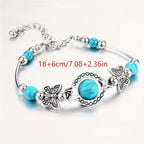 Bracciale Vintage in Argento con Turchese a Forma di Farfalla