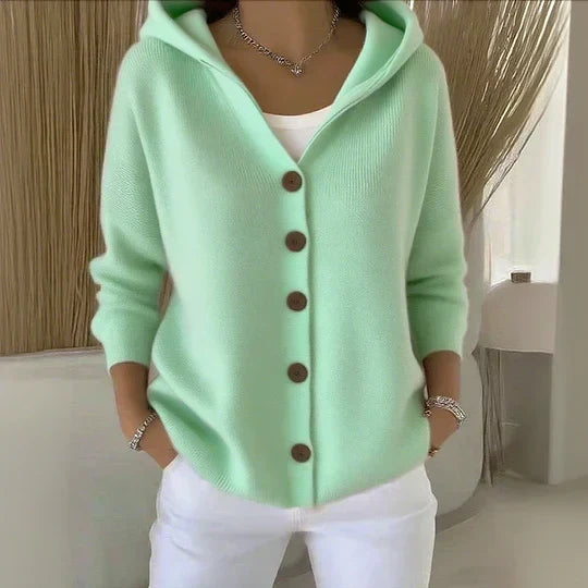 Darienne™ | Cardigan a maglia con cappuccio e bottoni