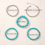 Set di 5 braccialetti grandi in turchese